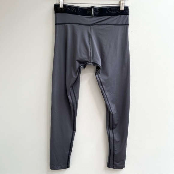 Nike Men's Pro Dri-Fit 3/4 Length Training Tights Gray Size Medium - Picture 3 of 12